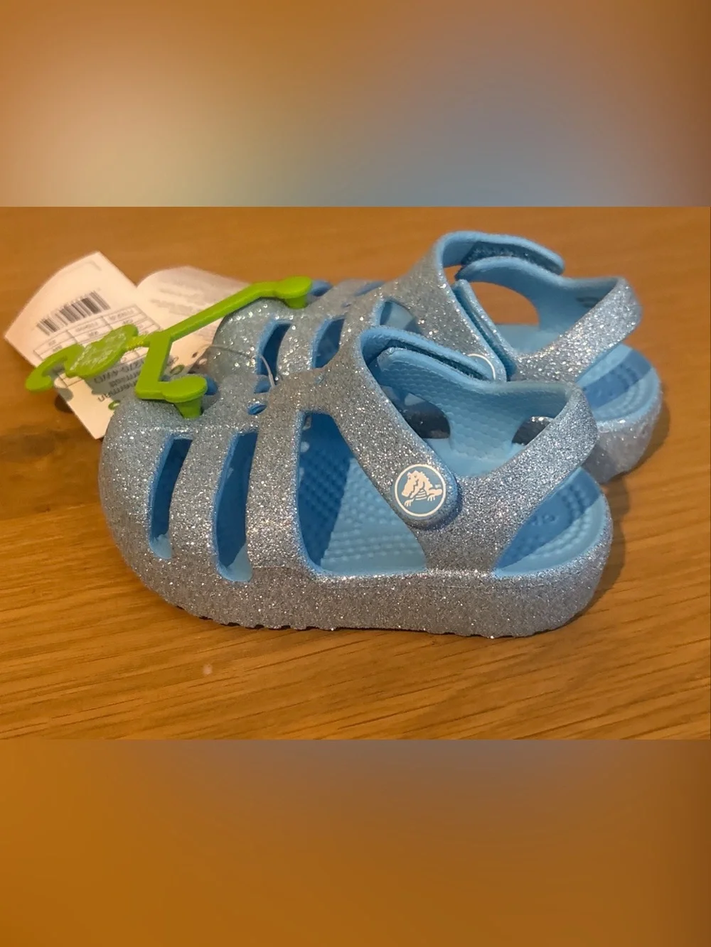 Crocs Classic Fisherman Sandals Blue Glitter Toddler Size C4 4 NEW